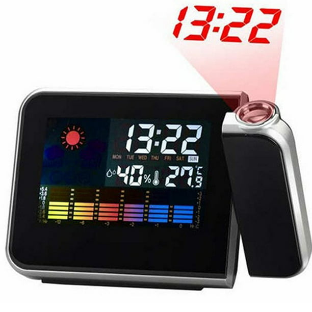 LED Digital Projection Alarm Clock Weather Thermometer Snooze Backlight 